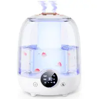 Tlily Luchtbevochtigers voor de Slaapkamer, 3L Tank voor 30 Uur, 20dB Stille Neveltijd, Dubbele Sproeiers, LED-Verlichting, voor Baby- en Grote Kamers