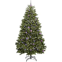 vidaXL Kunstkerstboom 240 cm 300 LED's Warmwit PVC en Staal Groen