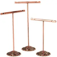 Semoic Draagbare Oorbellen Sieraden Displayrek Metalen Stud Ketting Organisator Ornament T-Bar Hanger Showcase Houder Standaard Brons