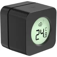 ISTOVO Aquarium Magnetische Algenreiniger Borstel, Ingebouwde LCD Digitale Temperatuursensor, 2 in 1 Vis Tank Reinigingsgereedschap Zwart