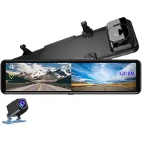 Torribaly 12 Inch Dash Cam 4K Ultra HD 2160P IMX415 Achteruitkijkspiegel Dual Lens Dashcam Voor- en Achteruitrijcamera Auto DVR Dash Camera