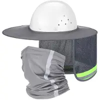 Typecat 2 Stuks Zonnehelm met Nekbescherming, Hoge Zichtbaarheid, Volledige Rand, Mesh, Zonbescherming en Nekwarmer, Bandana, Gezichtssjaal A