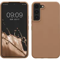 Kwmobile telefoonhoesje geschikt voor Samsung Galaxy S22 - Hoesje met siliconen coating - Smartphone case in cappuccino