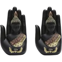 Torribaly 2X Thaise Boeddha in de Standbeeld Beeldje, Zen Boeddha Sculptuur-Indoor/Outdoor Decor voor Tuin, Terras, Veranda Yard Art Decor