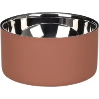 Flamingo Voerbak hond - drinkbak hond - 700ml - Xara Rond Zalmroze & Zilver - luxe inox voerbak met dubbele wand - 15cm
