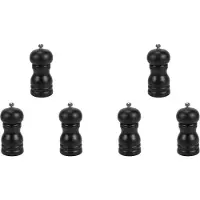 ISTOVO 6X Houten Zout- en Pepermolen Set Handmatige Peper Zoutmolen Shaker, Massief Hout met Verstelbare Grofheid Zwart