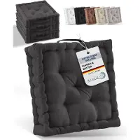 Beautissu Mila - Zitkussen Set van 4 Matraskussen 40x40x8 cm - vloerkussen met praktische draaggreep - kussen antraciet