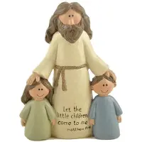 Torribaly Beeldje Christelijk Religieus Hars Standbeeld Jezus met Jongens & Meisjes Ambachten Ornament Woondecoratie Kerstcadeaus