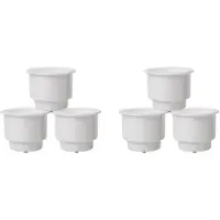 Tlily 6 Stuks Verzonken Drop-In Plastic Beker Drankblikjeshouder met Afvoer voor Boot Auto Marine (Wit)