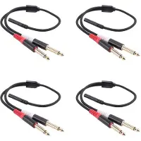 Torribaly 4st 3,5 mm Naar Dubbele 6,5 mm Adapter 3,5 mm Audio-Auxkabel Dubbel 6,35 1/4 Inch Mono Naar Stereo 1/8 Inch 3,5 mm Aux-Kabel
