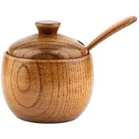 Torribaly 180 Ml/6 Oz Houten Kruidenpot met Deksel en , Keuken Retro Zoutvaatje Suikerkruiden Opbergdoos