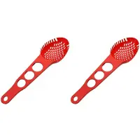 Torribaly 2X Nylon Spaghetti Server Non-Stick Pasta Vork Gleuflepel Voedselzeef met Spaghetti Meetgereedschap Zeef Pollepel