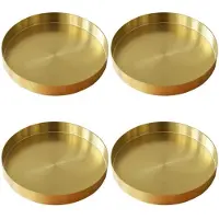Typecat 4X Ronde Gouden Lade, Metalen Decoratieve Lade Make- Lade Organizer voor Ijdelheid, Badkamer, Jurk, Mat Messing Afwerking, 11,8 Inch