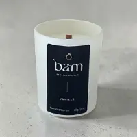 Bam Mini Vanille Geurkaars – Vanilla Kaars met Houten Wiek – Vegan Geurkaars van Zonnebloemwas – 25 Branduren – Handgemaakt in België