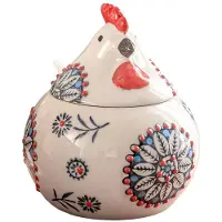 Semoic Keramische Zoutvaatje met Deksel en , 13 Oz Grote Kippenzoutpot, Zouthouder voor Aanrecht, Koffie en Snoep Blauw