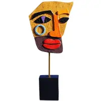 Semoic Modern Abstract Masker Sculptuur Thuis Standbeeld Decoratie Hars Figuur Ornamenten Woonkamer Desktop Kast Gezicht Ambachten, B