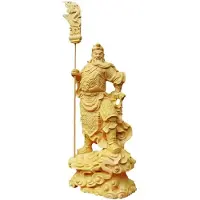 Semoic Chinees GuanYu-Beeld Traditioneel Houtsnijwerkbeeld God van de Rijkdom Beeld Thuis Tafeldecoratie Geluksbeeldhouwwerk