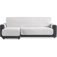 Belmarti Geo Quilt chaise-longue bankbeschermer links - 240 cm - Ivoor