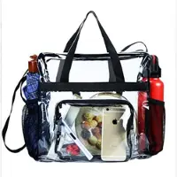 INF Nieuwe PVC Transparante Handtas - Zwart, Draagbaar & Stijlvol