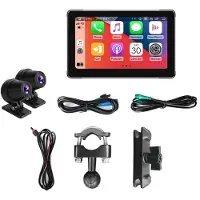 Jojomino 7-Inch Draagbare Motorfiets Navigatiemonitor IPX8 Waterdicht voor CarPlay voor Android Auto Draadloos Display
