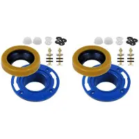 Torribaly 2X Toiletflens met Wasring voor Toiletten Vervangingsset Inclusief Bouten PVC Toiletflensreparatieset, Passende Toiletinstallatie