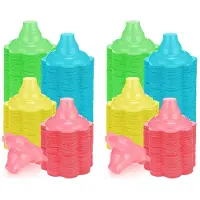 Torribaly 400 Stuks Kleurrijke Geschoren Ijsbekers van 4 Oz, Bloemvormige Sneeuwkegelbekers, Lekvrije Plastic Snackijskommen