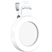 Torribaly Hoogwaardige 3 Lichtstanden Selfie-Lichtclip 180 Draaibare Ringlamp LED-Telefoonlamp Oplaadbare Selfie-Spiegel Wit