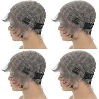 Semoic 4X Gevlochten Pruikenkapje - Dubbele, Volledig Gehaakte Kanten Pruikenkap met Babyhaar - Ademende Kanten Kap voor Zwarte Vrouwen, Lijmloos Gevlochten