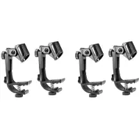 Exogio 4 Stuks Verstelbare Microfoonclips op de Rand van de Drum, Schokbestendige Microfoonklem, Microfoonstandaardhouder op de Drummicrofoonclip