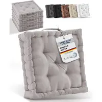 Beautissu Mila - Zitkussen Set van 4 Matraskussen 40x40x8 cm - vloerkussen met praktische draaggreep - kussen taupe