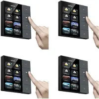 Torribaly 4st 3,5 Inch Slimme Wandschakelaar met Touchscreen, 4 Groepen, 8-Weg Scène, Radarsensor, Dimschakelaar, Gordijn, Tuya Zigbee A
