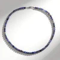 Cavill - Zilveren Halsketting 925 Sterling - Rhodium Verguld - 0.98 Ct Ronde Tanzaniet Kralen - 45 cm - Elegant Blauw-Paars Sieraad
