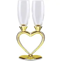 Kepptory Set van 2 Hartvormige Kristallen Champagneglazen voor Bruiloften en Feesten, Elegante Wijnaccessoires