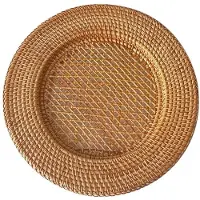 Torribaly 13 Inch Handgemaakte Natuurlijke Rotan Bord Decoratieve Ronde Placemat Brood Snack Serveerschaal Tafeldecoratie
