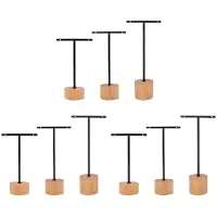 Torribaly 9 Stks T Bar Oorbel Display Stand met Houten Basis Sieraden Houders Opknoping Sieraden Organizer voor Fotografie Props A