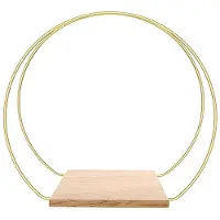 Torribaly 1 Sets Metalen Bloemen Hoepel Middelpunt met Standaard 12 Inch Gouden Bloemen Ring Krans Opknoping Kaars Cirkel Middelpunt