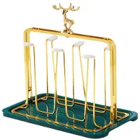 Tlily Decoratieve Set Bekerhouders van Noords Rendierijzer, Glazen Houder, Afvoerrek, Ondersteboven Glas, Glazen Schaal