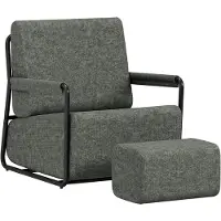 SoBuy Fauteuil Donkergrijs met Voetenbank