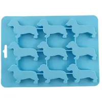 Tlily Siliconen Teckel Puppyvormige Ijsblokjes Chocoladekoekjesvorm DIY Thuis Ijsbakje, Keukengereedschap Siliconen Mal, Blauw
