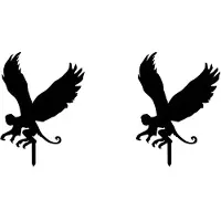 Typecat 2X Flying Monkey Metalen Tuinpaal Fly Monkey Zwart Silhouet Tuinpaal Borddecoratie voor Tuin Gazon Patio