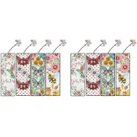Typecat Diamond Art Bookmarks 8 Stuks: Acryl Diamond Bookmarks Kits voor Vrouwen - Lentebloem Vlinder DIY Bladwijzer