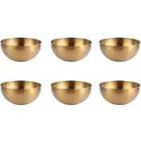 Typecat 6X Grote Capaciteit Rvs Salade Kommen Koreaanse Soep Rijst Noodle Ramen Kom Keuken Voedsel Container, Goud, 15X7 CM