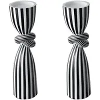 Typecat 2X Zwart-Wit Gestreepte Twist Kandelaar Hars Ornament Eettafel Decoratie Onregelmatige Kaars Container Houder Stand-A