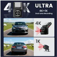Typecat 4G LTE SIM Dashcam met Live Streaming App, Monitor op Afstand, Dubbele Lens, 4K+1080P, Achteruitrijcamera, Wifi, Autocamera en Recorder
