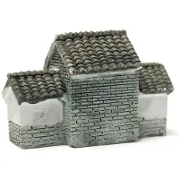 Typecat Miniatuur Villa Huis Poppenhuis Ingemaakte Bloem Plant Ambachtelijke DIY Ornament Bonsai Decor Chinese Oude Stadspoort Grijs