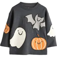 Next - Jongens - T-shirt met lange mouwen en rugprint - Grijs