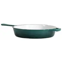 Homla - Andreas Cast Iron Pan - Gietijzeren Koekenpan - Ovenbestendig 220°C - Steakpan of Bakpan Inductie Geschikt - Duurzame Koekenpan - Ø26 x 5 cm - Groene Geëmailleerde Pan