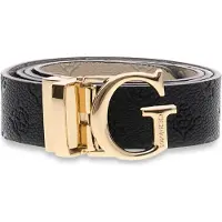 GUESS riem Ella Logo Adjustable And Reversible Pant Belt W95 Black Logo / Bone Logo zwart crème