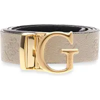 GUESS riem Ella Logo Adjustable And Reversible Pant Belt W105 Black Logo / Bone Logo zwart crème