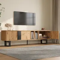 STILVORA Opbergkast met ijzeren poten, TV-kast met kabeldoorvoeren en gedempte scharnieren, en een woonkamerkast met 3 deuren en open vakken